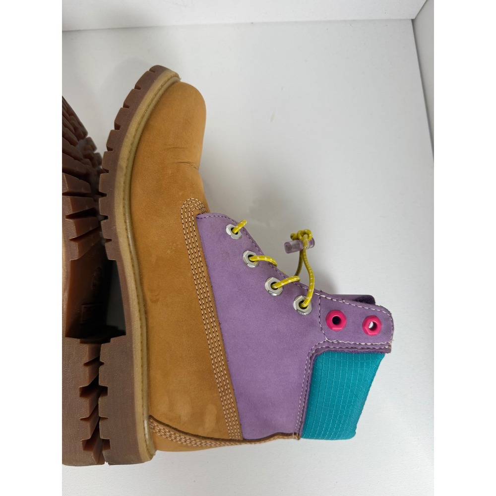 Timberland 6 Inch Premium Waterproof Boots Wheat Purple Teal Women Size 8.5 - Picture 10 of 13